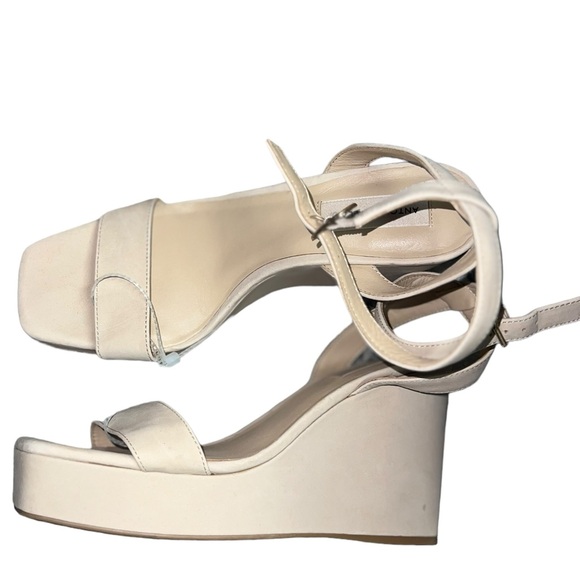 ✅Antonio Melani Nude Leather Strappy Wedge Platform Women Sandals Shoe - Picture 2 of 8